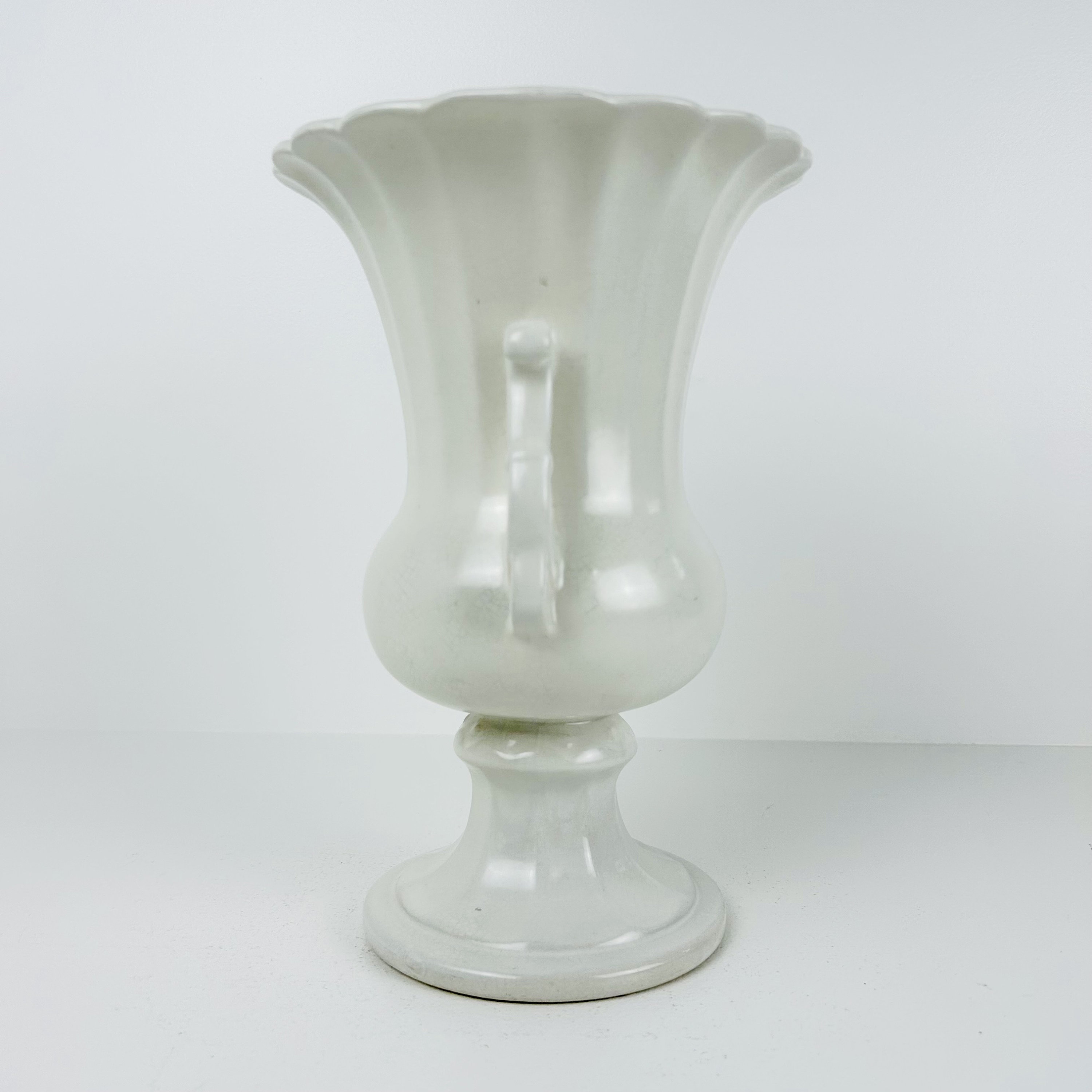 Arthur Wood Vintage 50s Trophy Vase Large White Urn Classic Etsy