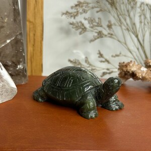Green Jade Turtle Carving Gemstone Crystals Home decor Office decor Gift ideas