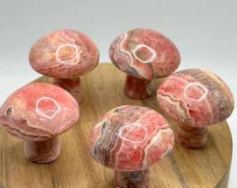 Rhodochrosite Mushroom Carvings, Argentina