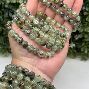 Prehnite 8mm crystal beaded bracelet
