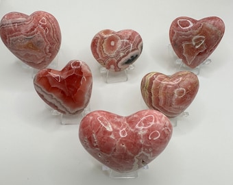 Rhodochrosite Crystal Heart Carvings from Argentina