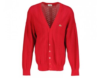 Lacoste Cardigan Red - Etsy UK