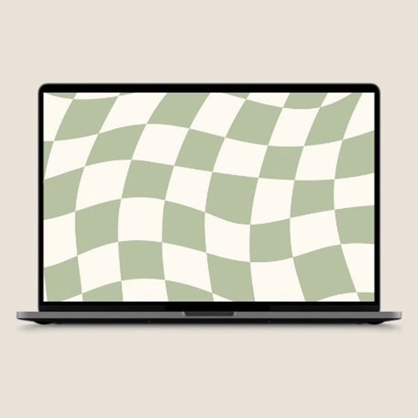 Green Checkered Swirl Desktop Wallpaper | Mac & Windows PC Wallpaper | Trendy Checkers Wallpaper, Green, White, Digital Download