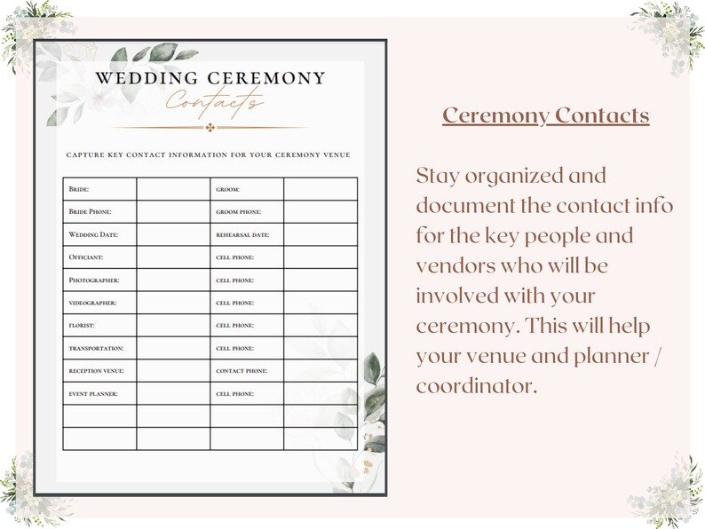 Printable Wedding Ceremony Planner Etsy