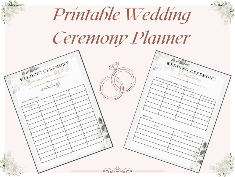Printable Wedding Ceremony Planner Etsy