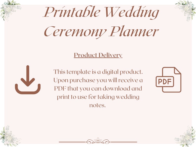 Printable Wedding Ceremony Planner Etsy