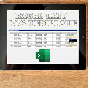 Excel RAID-logboeksjabloon (risico's, acties, problemen, beslissingen)