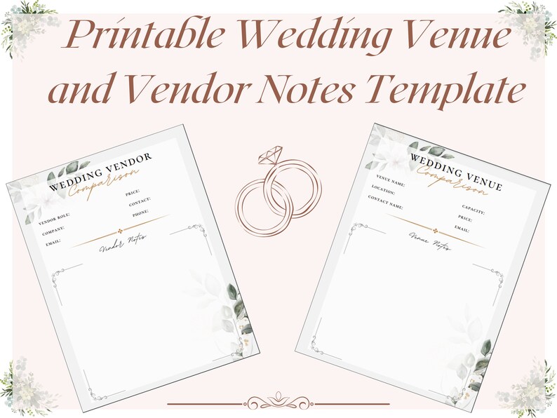 Printable Wedding Venue and Vendor Notes - Etsy
