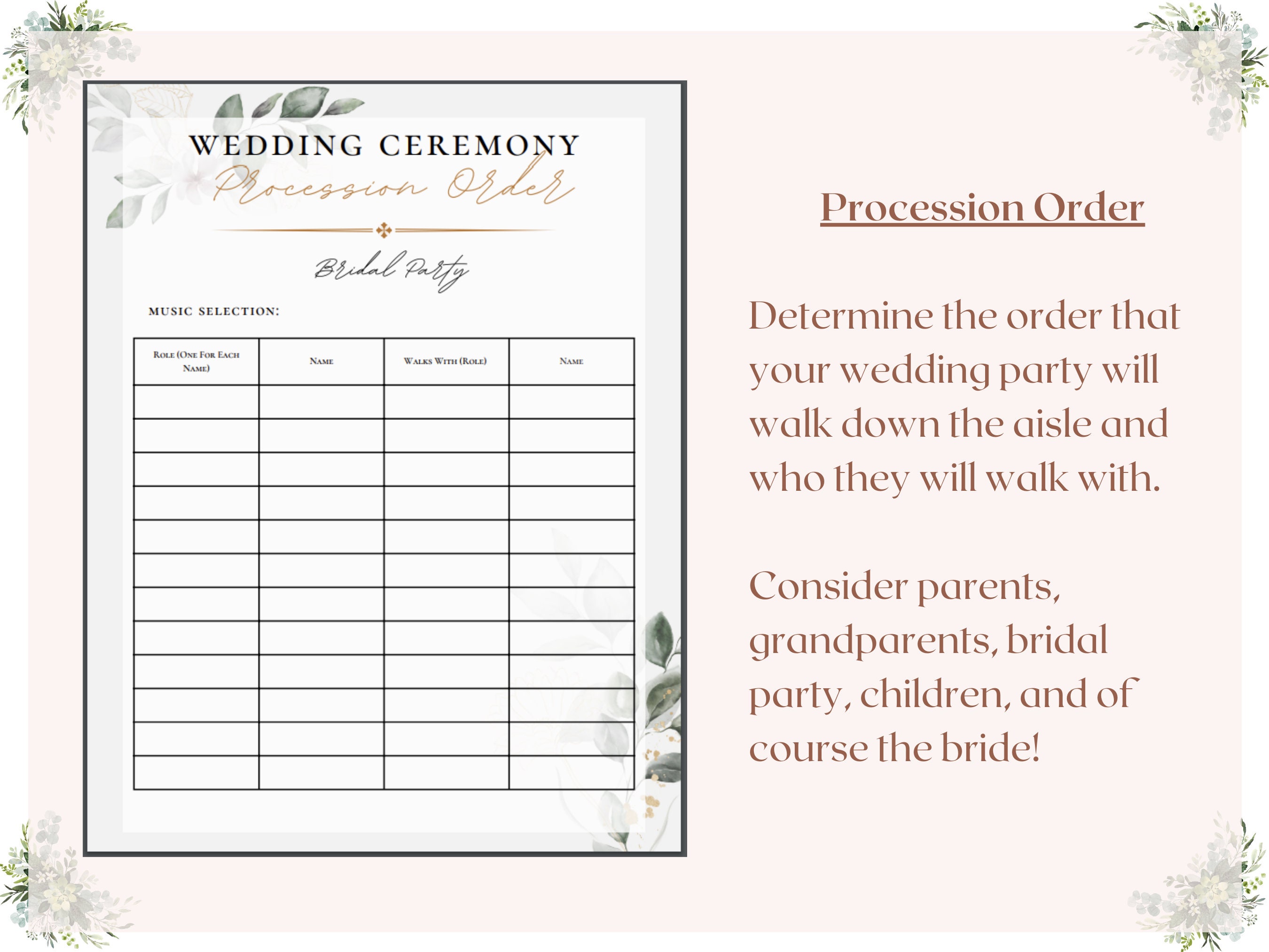 Printable Wedding Ceremony Planner Etsy