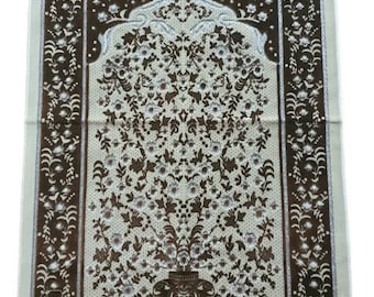 Luxury Prayer Rug Sejhade: Islamic Gift with Pearl Tasbeeh