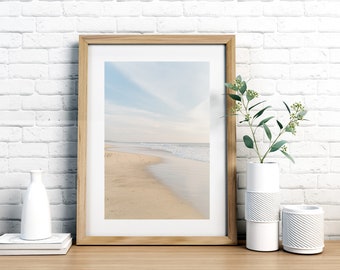 Dreamy Ocean Print, Beach Poster, Home decor, Printable Wall Art, Instant download, Beach Photography,Blue Sky and Ocean Waves Print