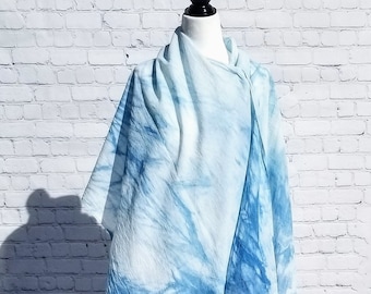 Hand Dyed Organic Cotton Indigo Shibori Scarf