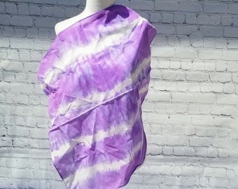 Lilac and White, Bandana, Hand Dyed, Shibori, Organic Cotton