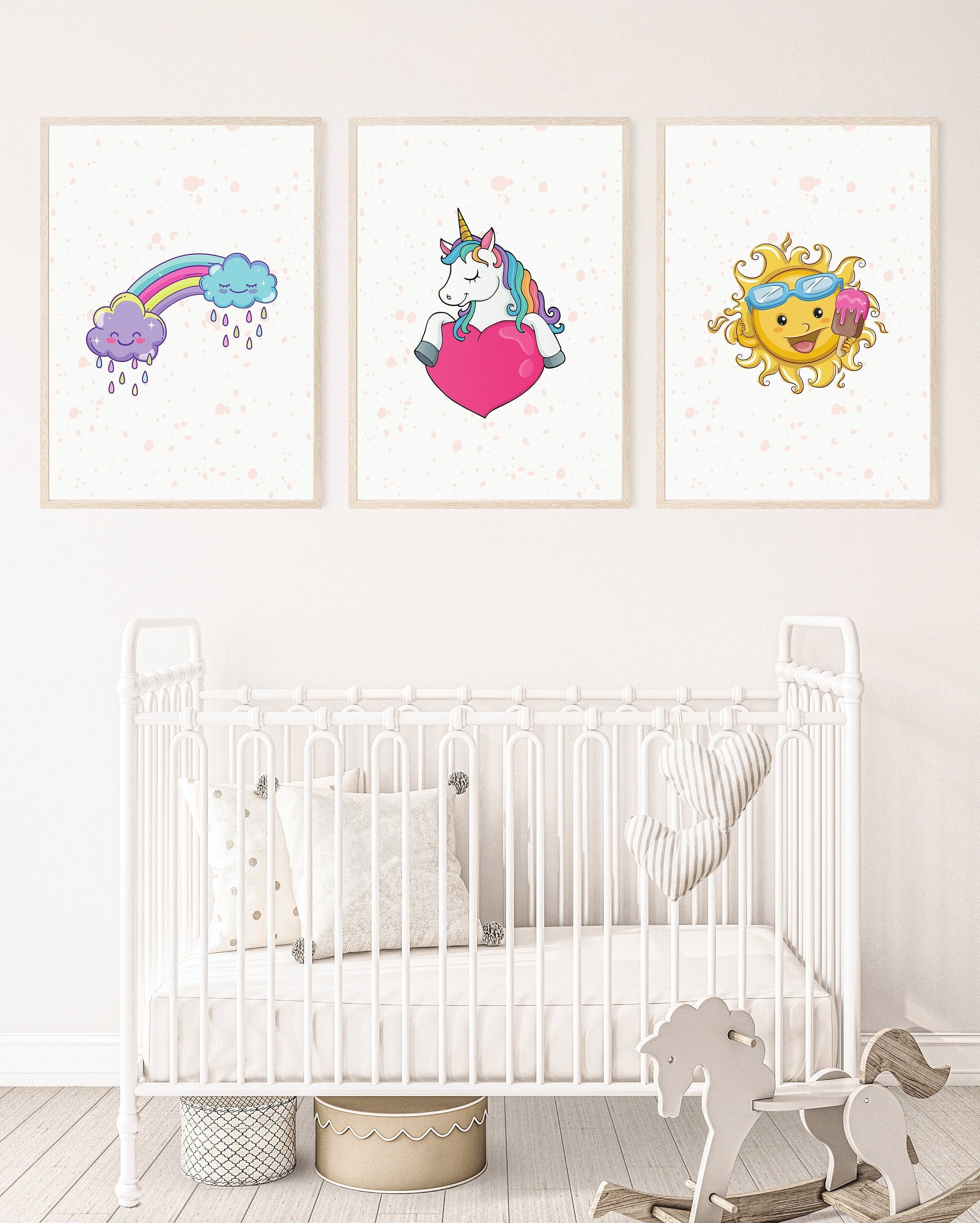 Unicorn Nursery Decor. Baby Girl Nursery Decor Set of 3 Wall Etsy