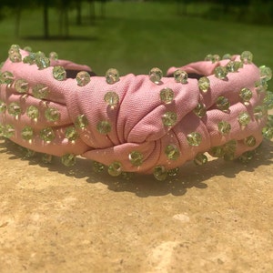 Pink Beaded Knotted Headband
