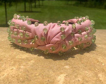 Pink Beaded Knotted Headband