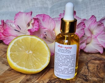 Luxury Anti-aging Oil Serum Beauty Elixir with Vitamin C for dry mature skin | Organic Handcrafted Oil Serum | Glowing Facial Oil