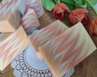 Artisan Taiwan Swirl Soap / Handcrafted Natural Soap / Handmade Soap / Cold Process Soap / Vegan Soap / Mango, Black Raspberry, Tea Tree