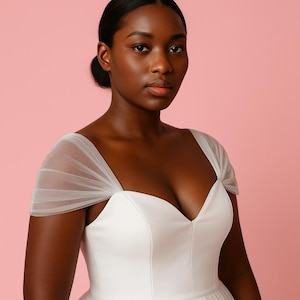 Detachable Wedding Dress Straps, Detachable Bridal Tulle Straps, Tulle Off shoulders, Removable Bridal Sleeves zen