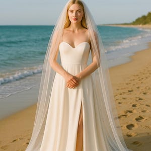 Minimalist Bridal Veil: Soft Italian Tulle, Raw Edge