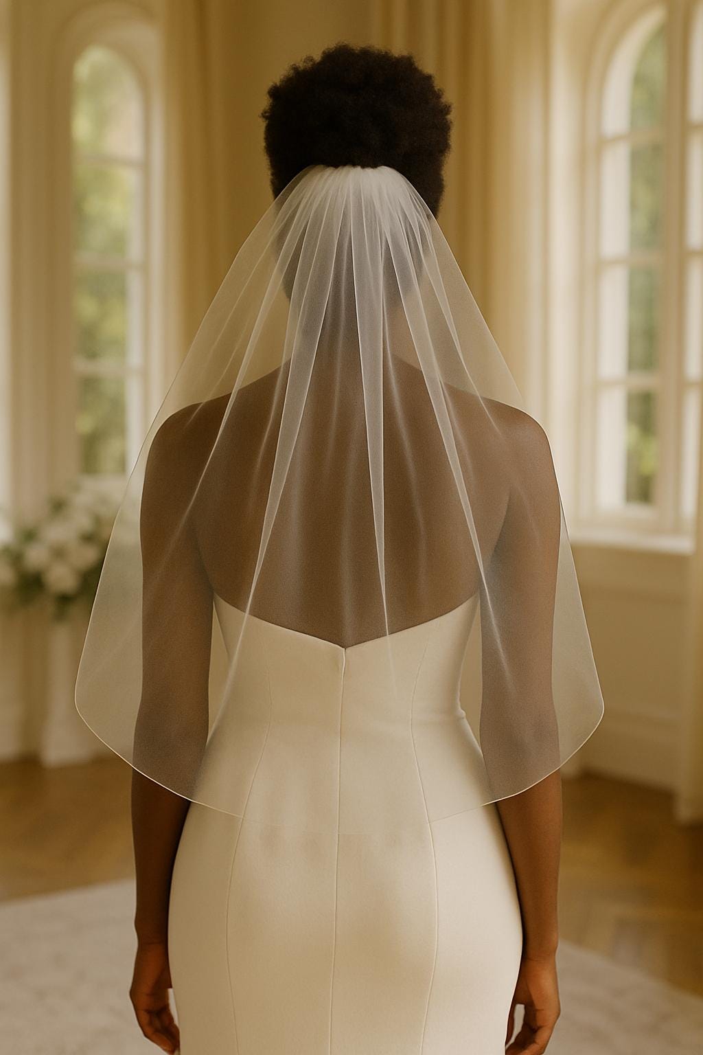 Bridal Veil Short, Wedding Veil with Raw Cut, Bachelorette party veil, Mini veil, Shoulder length veil, Single tier veil, Hen party veil Zen