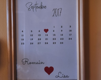 Póster de pareja personalizado, marco de fecha de reunión, regalo de boda, regalo de San Valentín