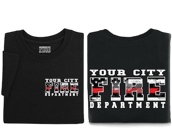 Custom Fire Department Shirt Hoodie,Sweatshirt - Personalized with your Dept. and City -  First Responder,