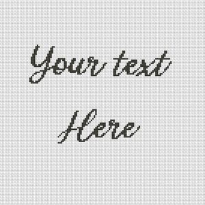 May include: A white background with black text that reads "Your text here" in a cursive font.