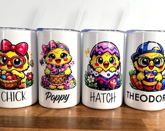 Vaso personalizado de pollito de Pascua / Taza infantil de acero inoxidable (355 ml)