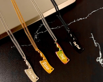 Collar de hacha de carnicero personalizado: regalo de chef de acero inoxidable grabado con láser