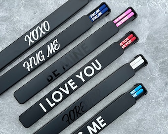 Juego de palillos de acero inoxidable grabados con estuche de viaje personalizado o en blanco