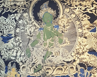 Green Tara Thangka Painting-Nepal