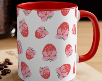 Strawberry Coquette Coffee Mug Kawaii Coffee Mug Coquette Aesthetic Mug Coquette Home Decor Cute Coffee Cup Trendy Birthday Gift For Her