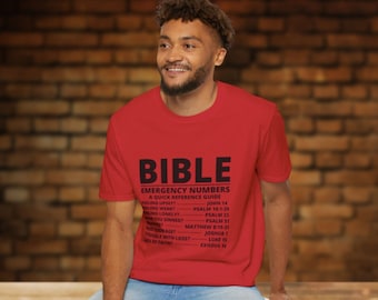 Camiseta con versículos bíblicos cristianos: Números de emergencia, ropa bíblica