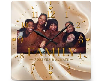 Custom Family Photo Clock, Personalized Mom Gift, Sisters Wall Clock, Memory Keepsake, Mothers Day Giftful, Family Picture Clock