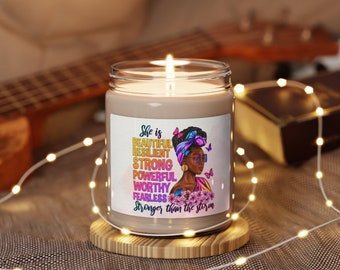 Empowering African American Woman Soy Candle - Christian Gift