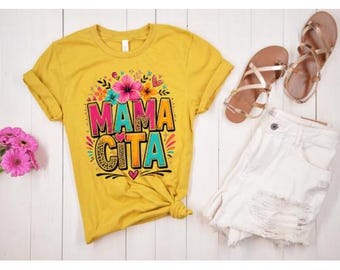 Cadeau T-shirt fleuri Mamacita Camiseta, T-shirt maman espagnol tendance, cadeau Camisa Cinco de Mayo, T-shirt maman latina, Regalo Para Mamá mexicain