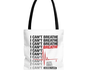 Je ne respire pas le texte répété sac fourre-tout | Conception de battement de coeur de justice de George Floyd | Sac fourre-tout en toile de coton Social Justice, cadeau Bolsa Regalo
