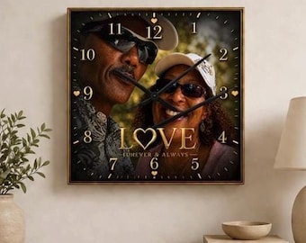 Personalized Couples Photo Acrylic Clock, Custom Love Wall Clock, Anniversary Gift, Wedding Giftful, Romantic Picture Clock, Family Keepsake