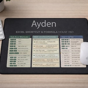 Tappetino da scrivania Excel personalizzato per studenti / Tappetino per mouse con nome personalizzato / Foglio di calcolo / Regalo per l'università e il ritorno a scuola