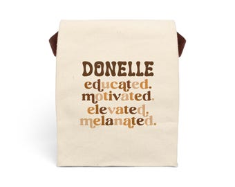 Educated Motivated Elevated Melanated Canvas Lunch Bag, African American Giftful Lunch Tote, HBCU Student Alumni Alumni Gift For Black Girl