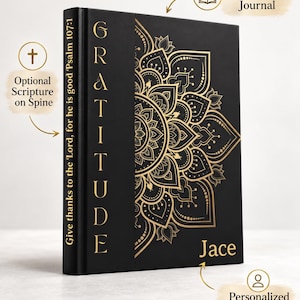 Personalized Gratitude Journal, Custom Name Scripture Notebook, Grief Healing Affirmation Hardcover Diary, Unique Christian Gift for Him