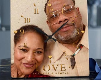 Personalized Couples Photo Clock, Custom Love Acrylic Wall Clock, Romantic Picture Clock, Anniversary Gift, Wedding Giftful, Family Keepsake