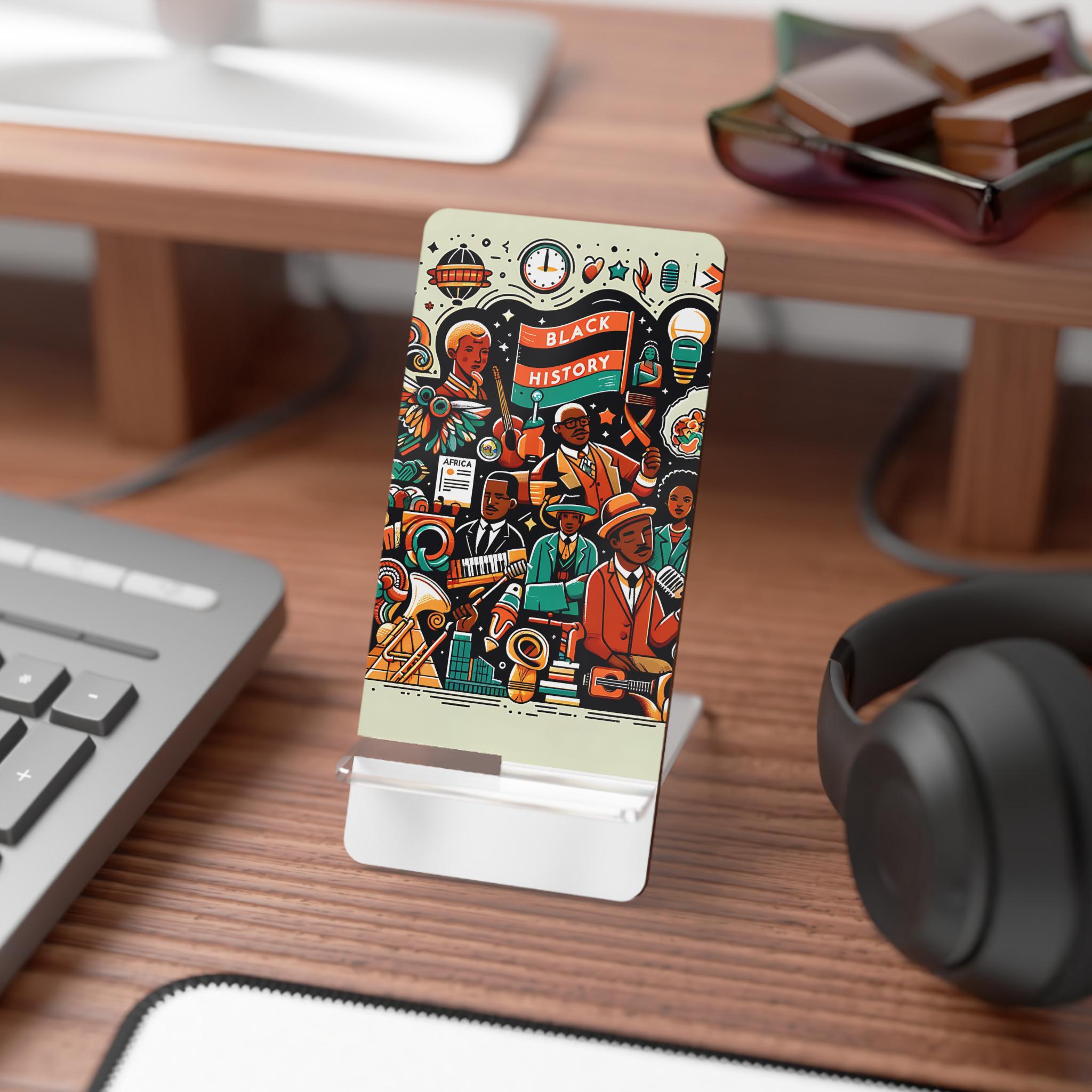 Black History Phone Stand, African American Art Phone Holder