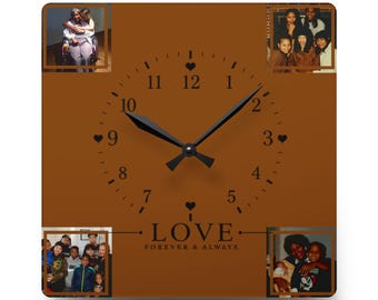 Custom Photo Collage Acrylic Clock 10.75x10.75, Personalized Family Memory Clock, 4 Photo Memorial Gift, Giftful Keepsake, Mom Grandma Gifts