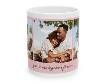 Custom Photo Collage Couples Mug, Personalized Love Story Gift, Taza de regalo para parejas, Anniversary Engagement Cup, Giftful