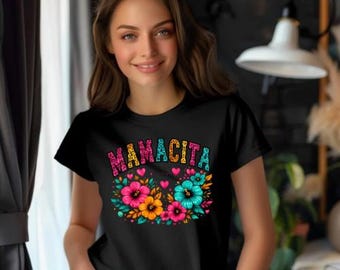 Camisa Mamacita, t-shirt floral, regalo para mamá mexicain, t-shirt maman espagnol tendance, cadeau camiseta Cinco de Mayo, t-shirt maman latina sympa