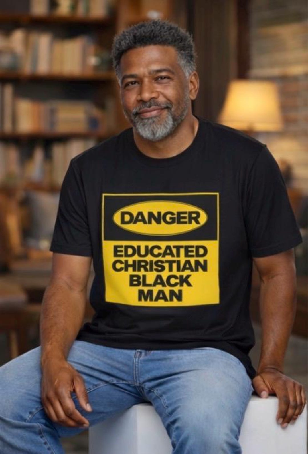 Danger Educated Christian Black Man Shirt, Strong Man of God Dad Tee ...