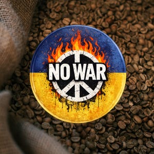 No War Pin, Peace Symbol Button, Anti War Protest Pin Stop War Gift Badge, Activist Button, Peace Movement Pin, Ukraine Flag Colors, Giftful
