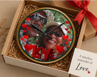 Personalized Photo Clock, Custom Couples Love Acrylic Clock, Anniversary Gift, Wedding Giftful, Romantic Picture Clock, Family Keepsake